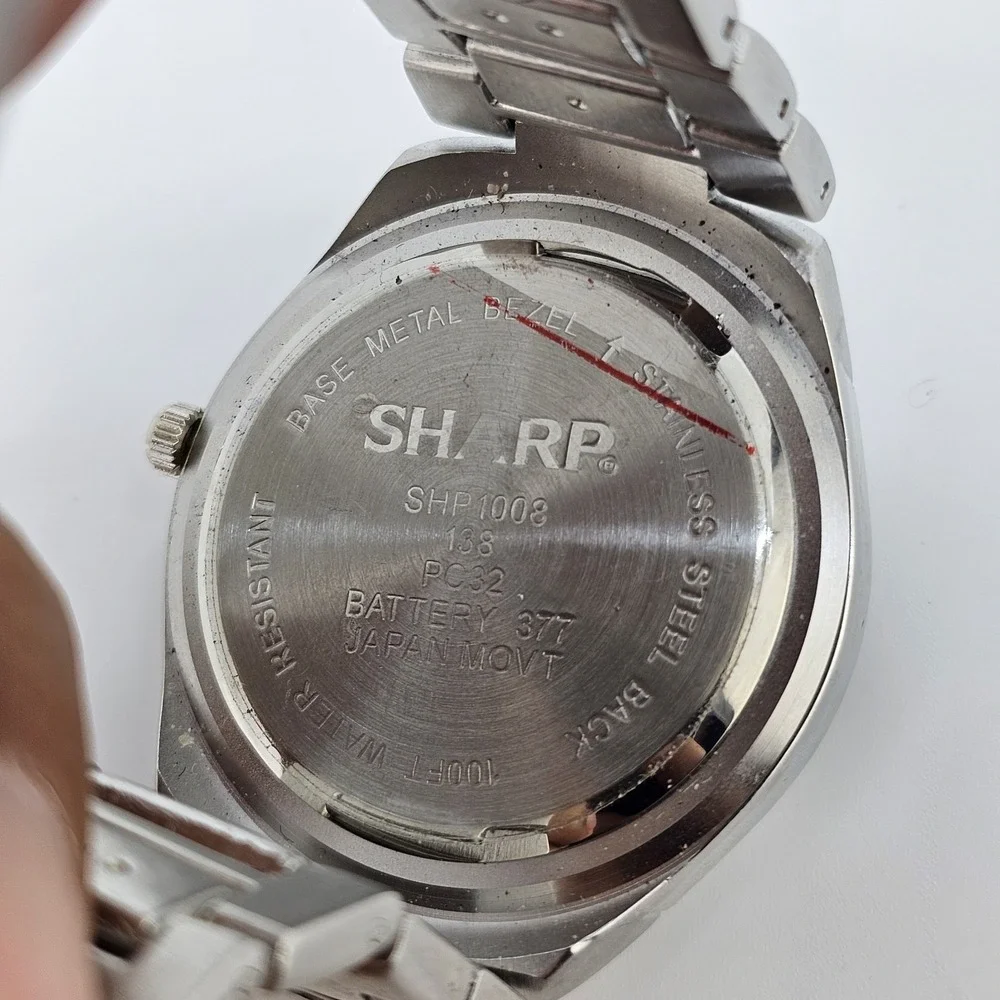 Sharp Analog Men's Watch 40MM Blue Dial Date Gray Bracelet Band 7.5